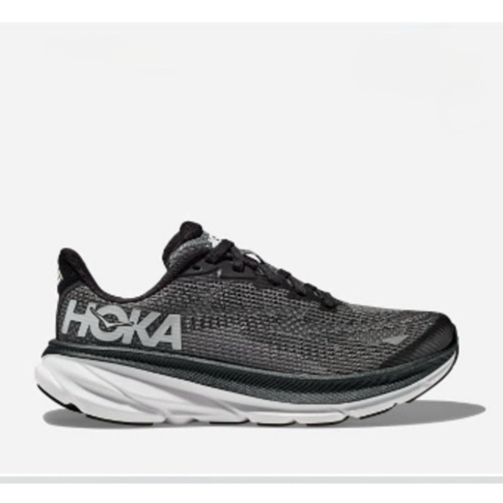 YOUTH‎ SIZE 6.5MD Hoka One Clifton 9 1131170 BWHT Black Running Shoes New